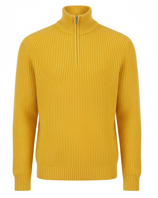 Cashmere Quarter-Zip Pullover - Lemon Yellow