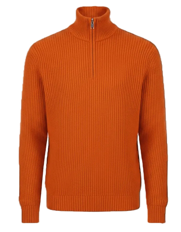 Cashmere Quarter-Zip Pullover - Clementine