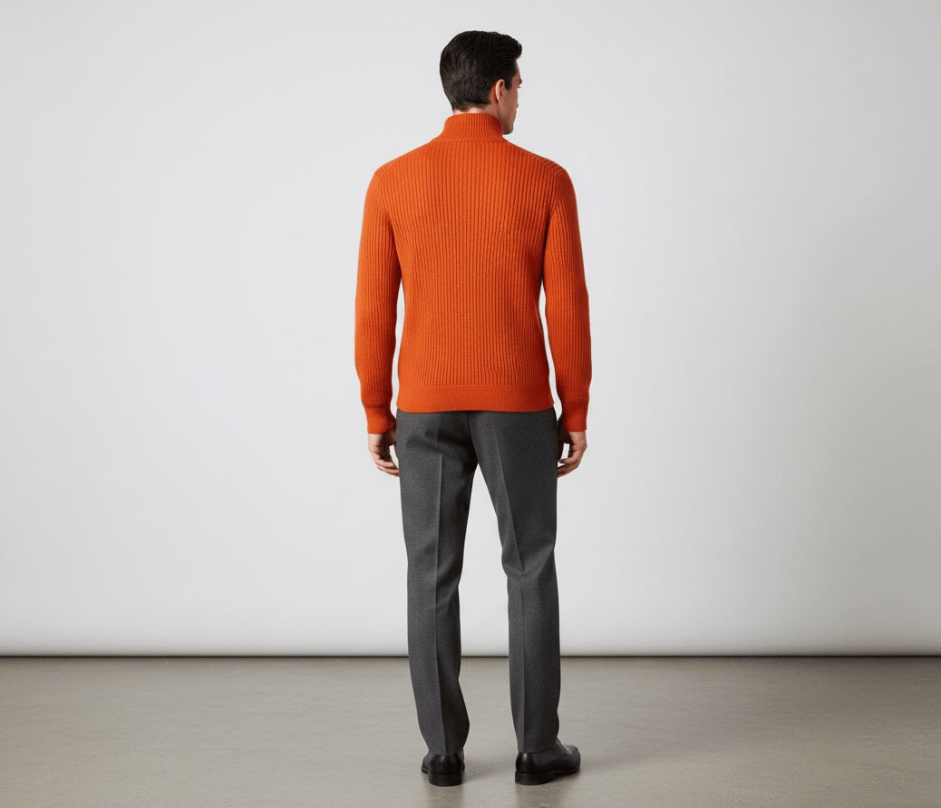 Cashmere Quarter-Zip Pullover - Clementine