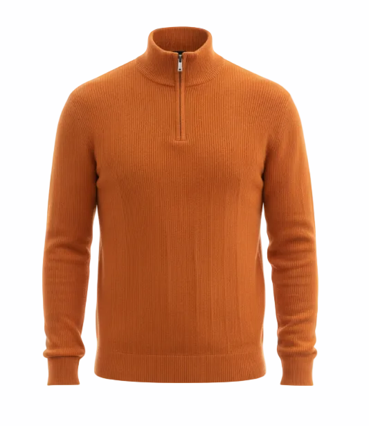 Cashmere Quarter-Zip Pullover — Clementine