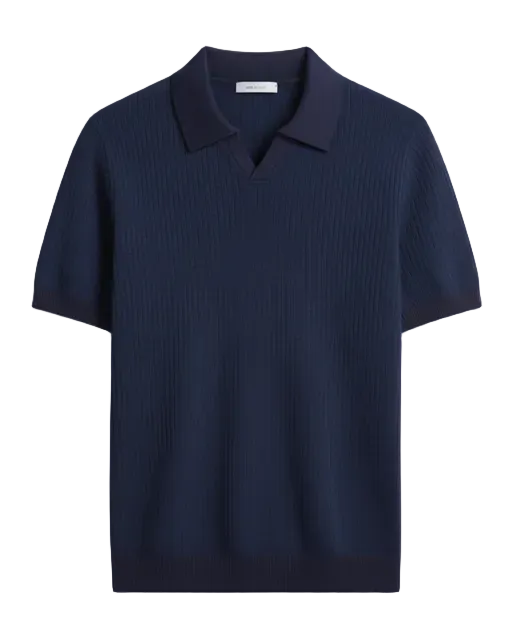 The Jacquard Cotton V-Neck Polo