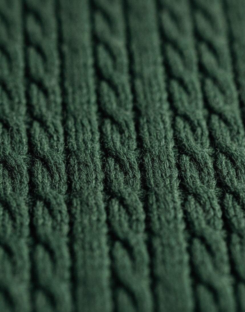 Extrafine Merino Wool Cable Knit Turtleneck - Mid Forest Green