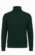 Extrafine Merino Wool Cable Knit Turtleneck - Mid Forest Green