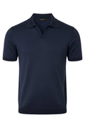 Navy blue pure  BCI Cotton polo shirt on a white background