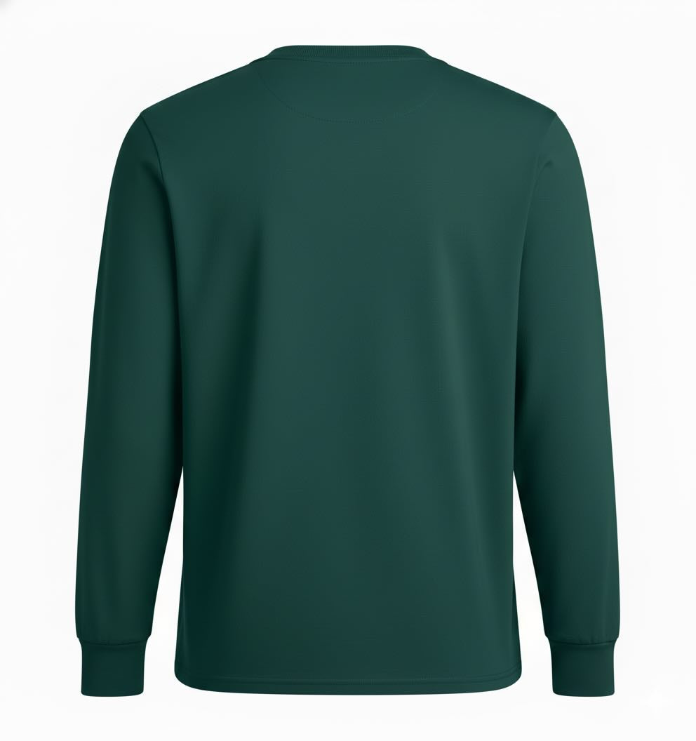 Green Organic Cotton Long Sleeve Tee on a white background