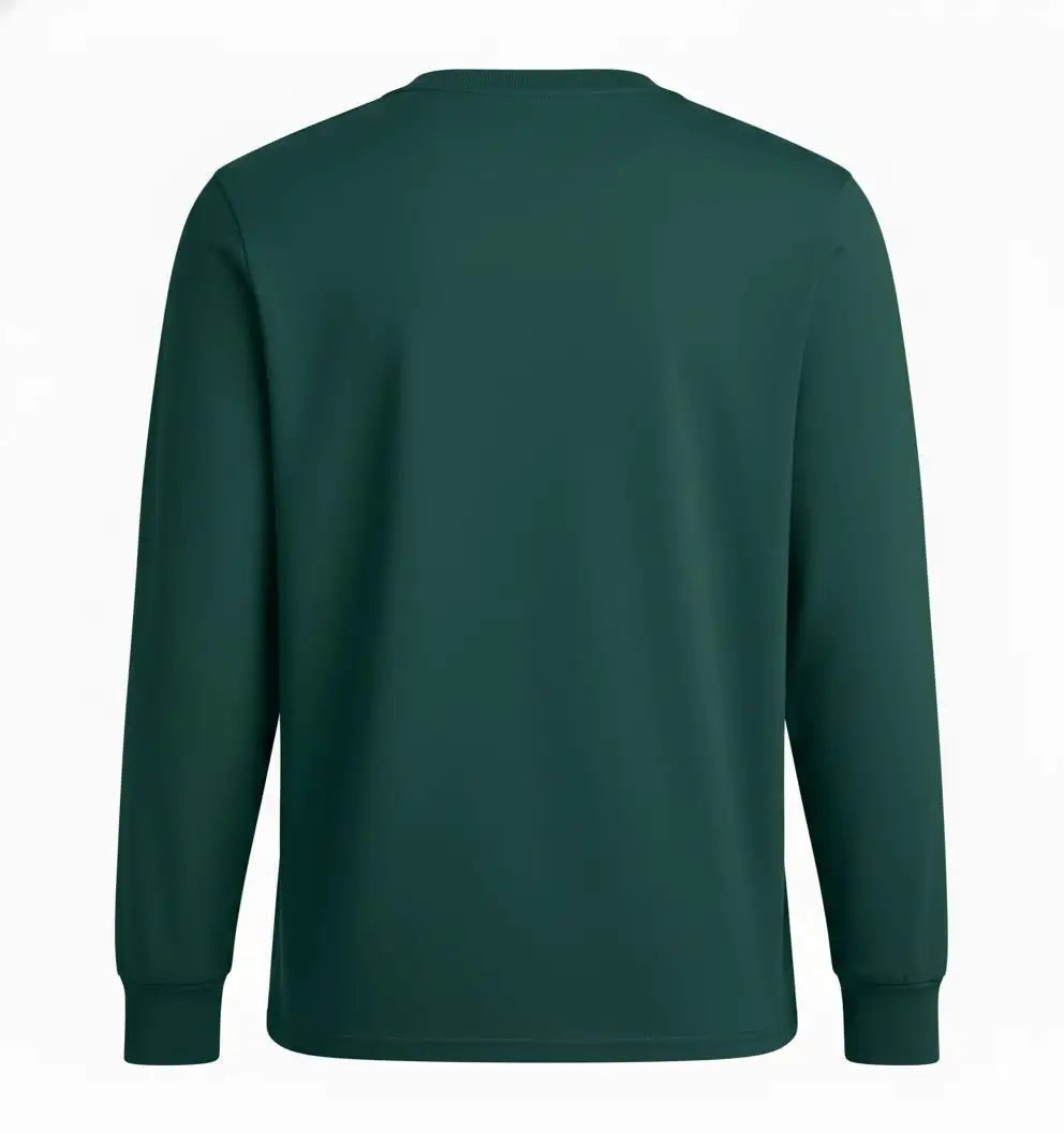 Green Organic Cotton Long Sleeve Tee on a white background