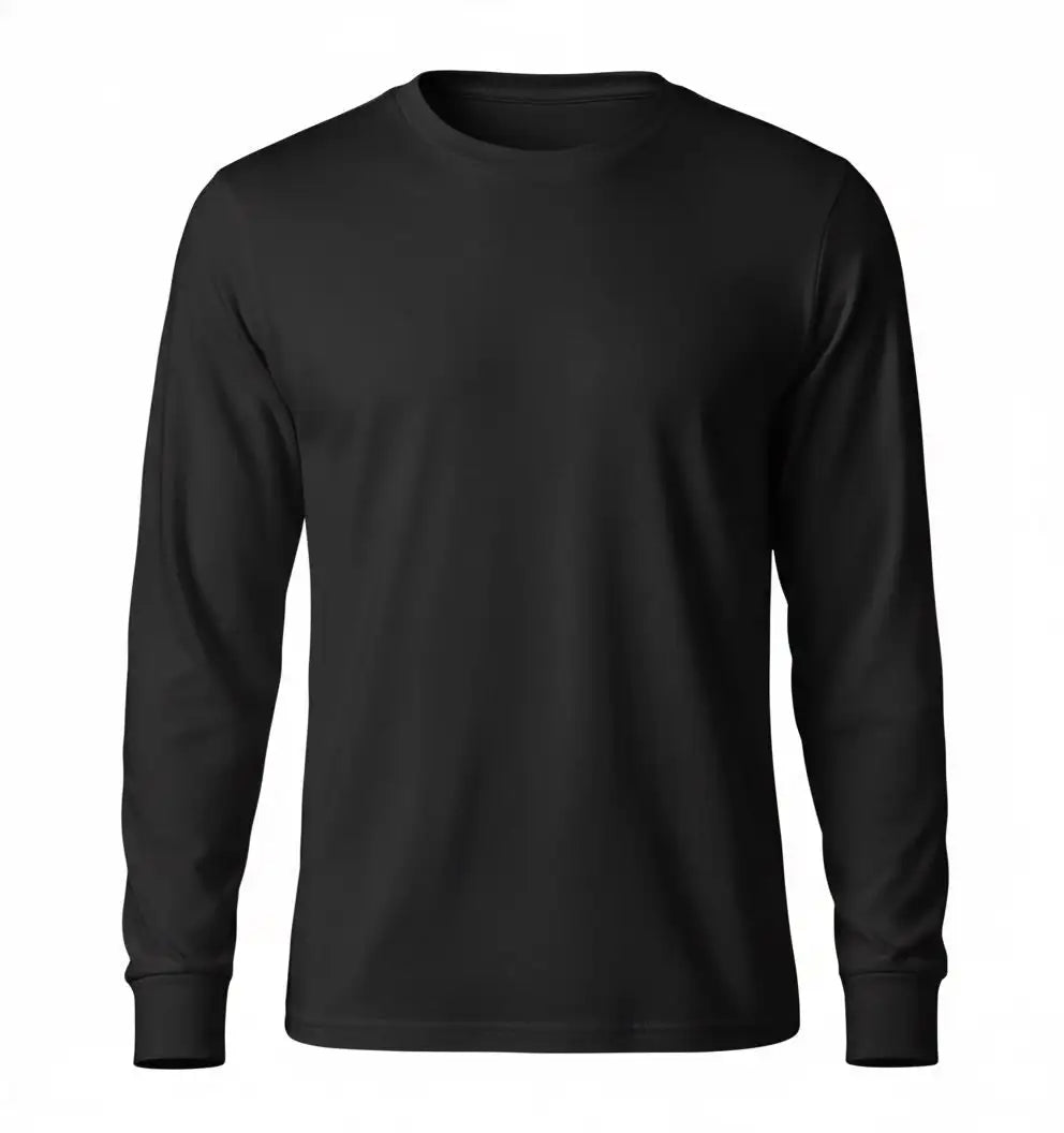 Black Organic Cotton Long Sleeve Tee shirt on a white background