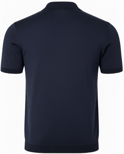 Pure BCI Cotton Short Sleeve V-Neck Polo  - Navy