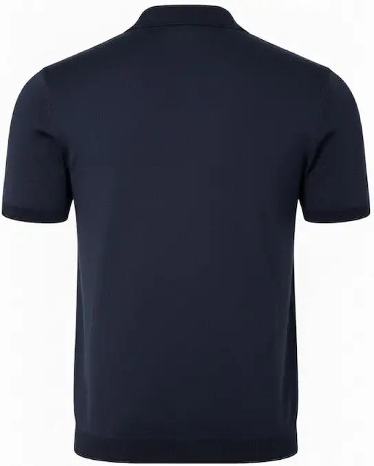 Navy blue polo shirt on a white background