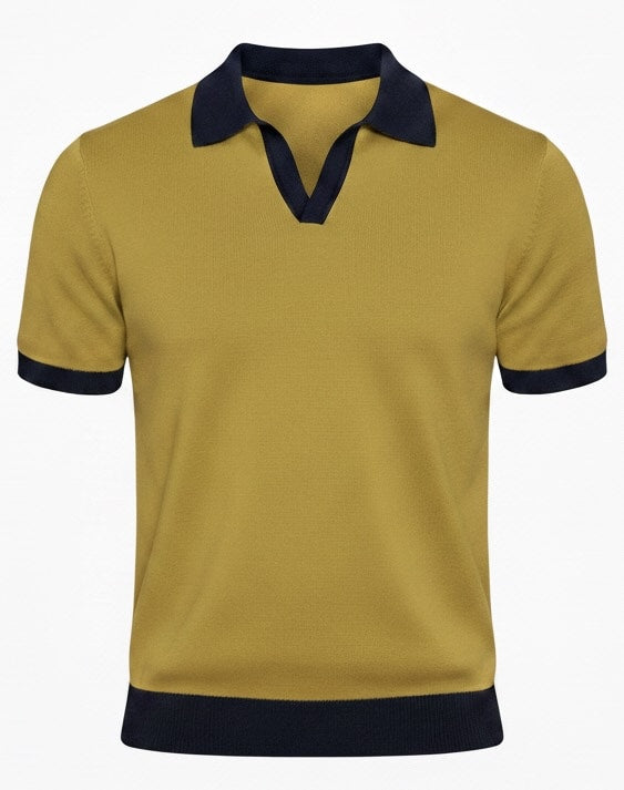 Pure BCI Cotton Short Sleeve V-Neck Polo Yellow