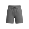 Gray pure BCI Cotton shorts with a drawstring on a white background