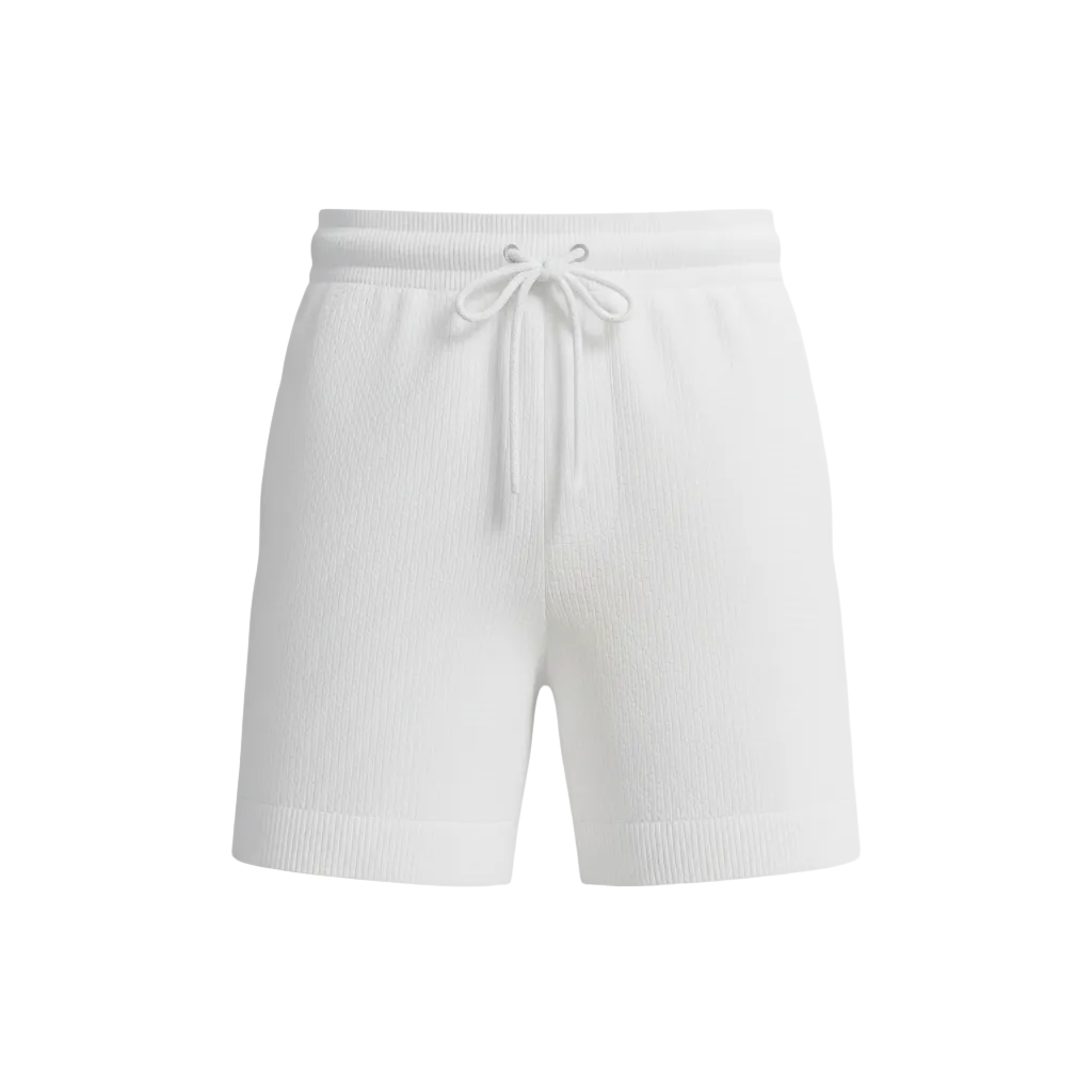 Jacquard Cotton Knit Shorts — White