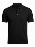 Black BCI Cotton polo shirt on a white background