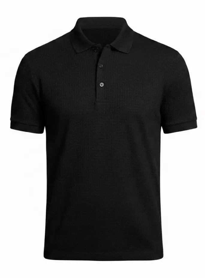 Black BCI Cotton polo shirt on a white background