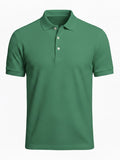Green pure BCI Cotton polo shirt on a white background