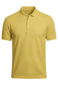 Yellow pure BCI Cotton polo shirt on a white background