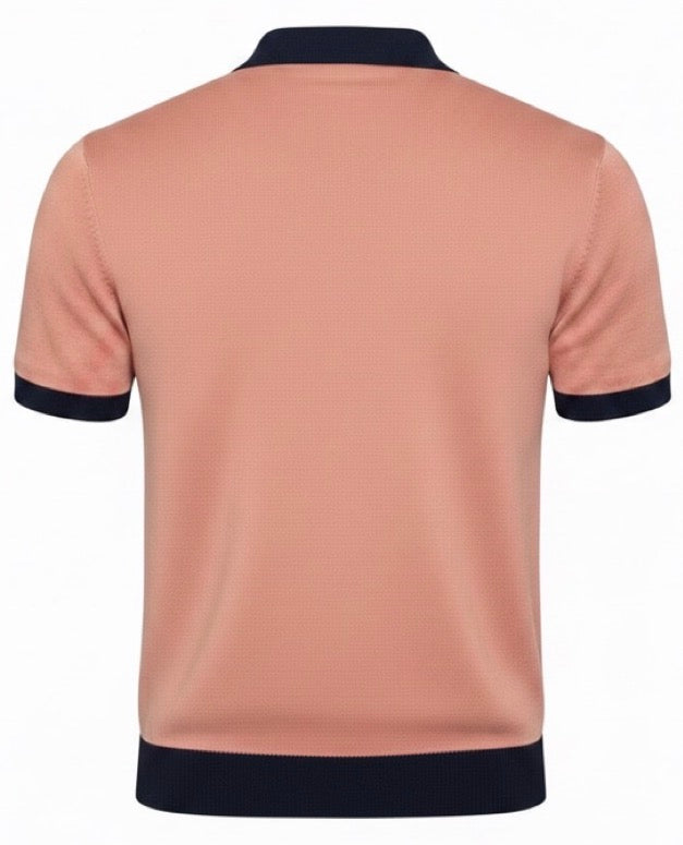 Pure BCI Cotton Short Sleeve V-Neck Polo  - Salmon