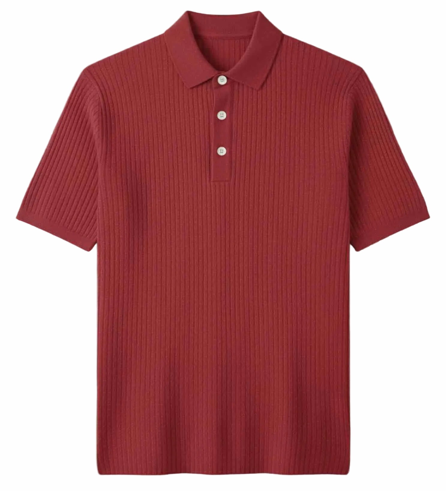 Jacquard Cotton Short Sleeve Polo — Red