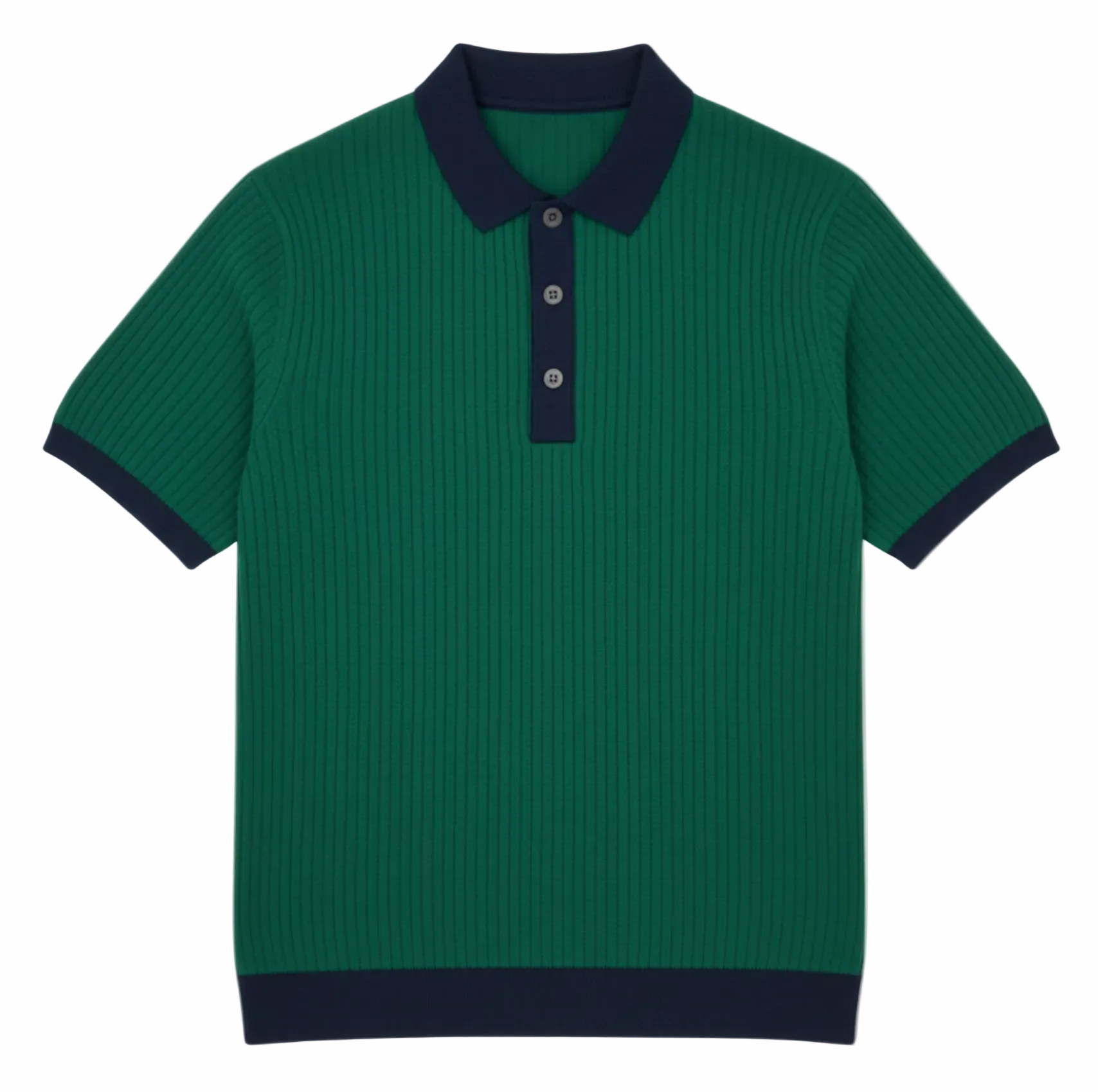 Men_s_Cotton_12GG_Short_Sleeve_Polo_Green_w_Navy_Trim_
