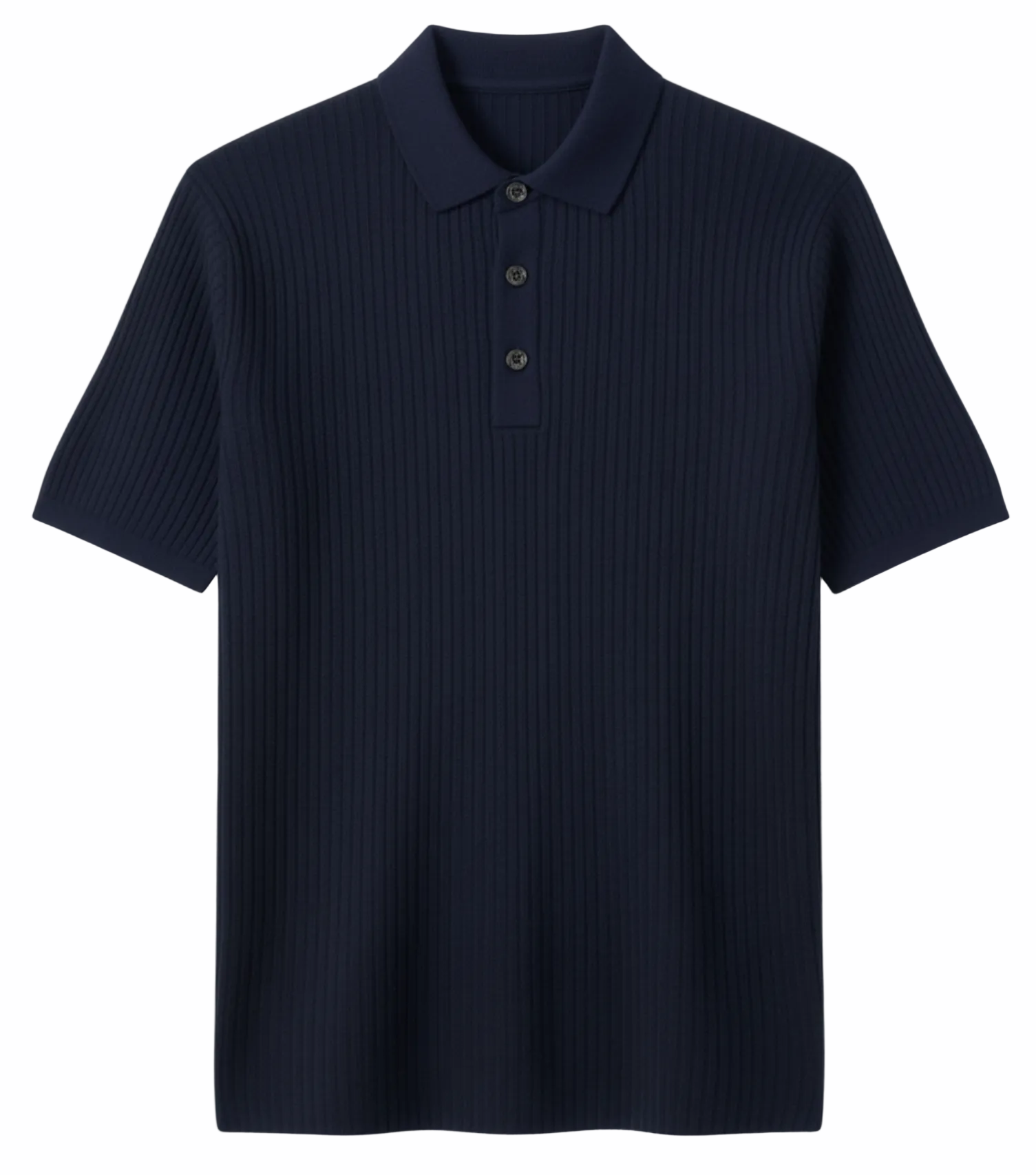 Jacquard Cotton Short Sleeve Polo — Navy