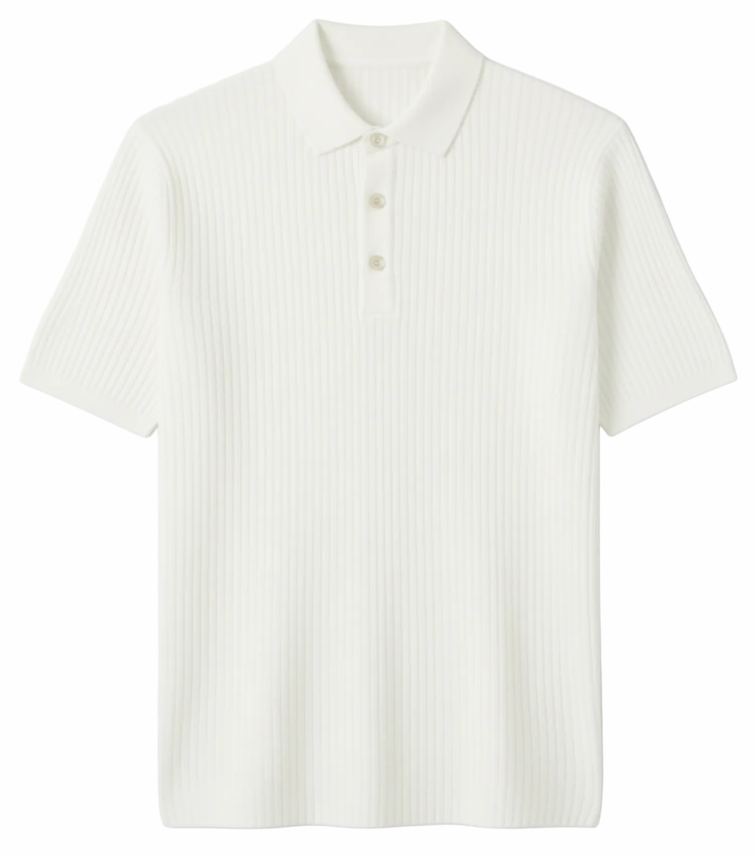 Jacquard Cotton Short Sleeve Polo — White