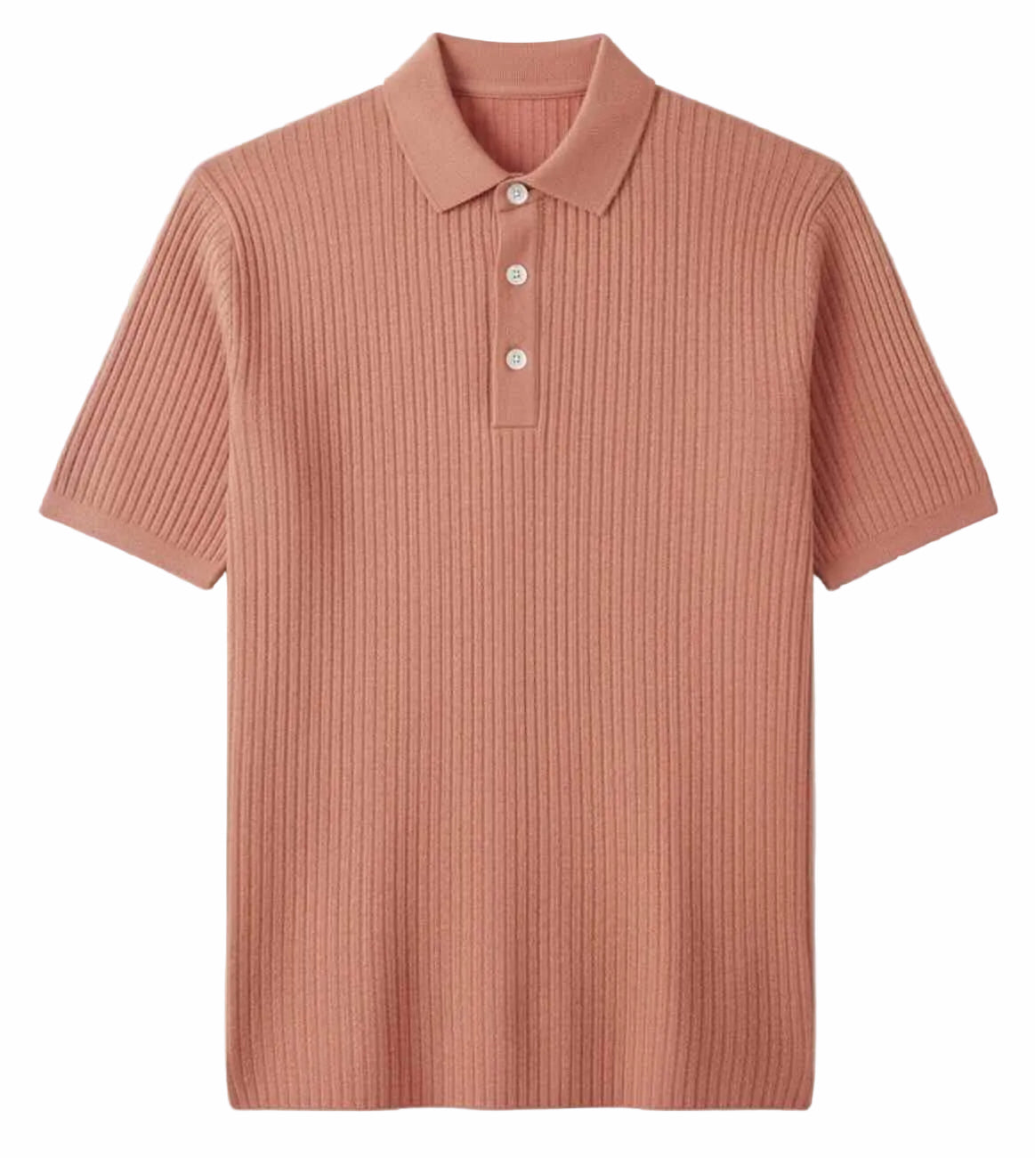 Jacquard Cotton Short Sleeve Polo — Salmon