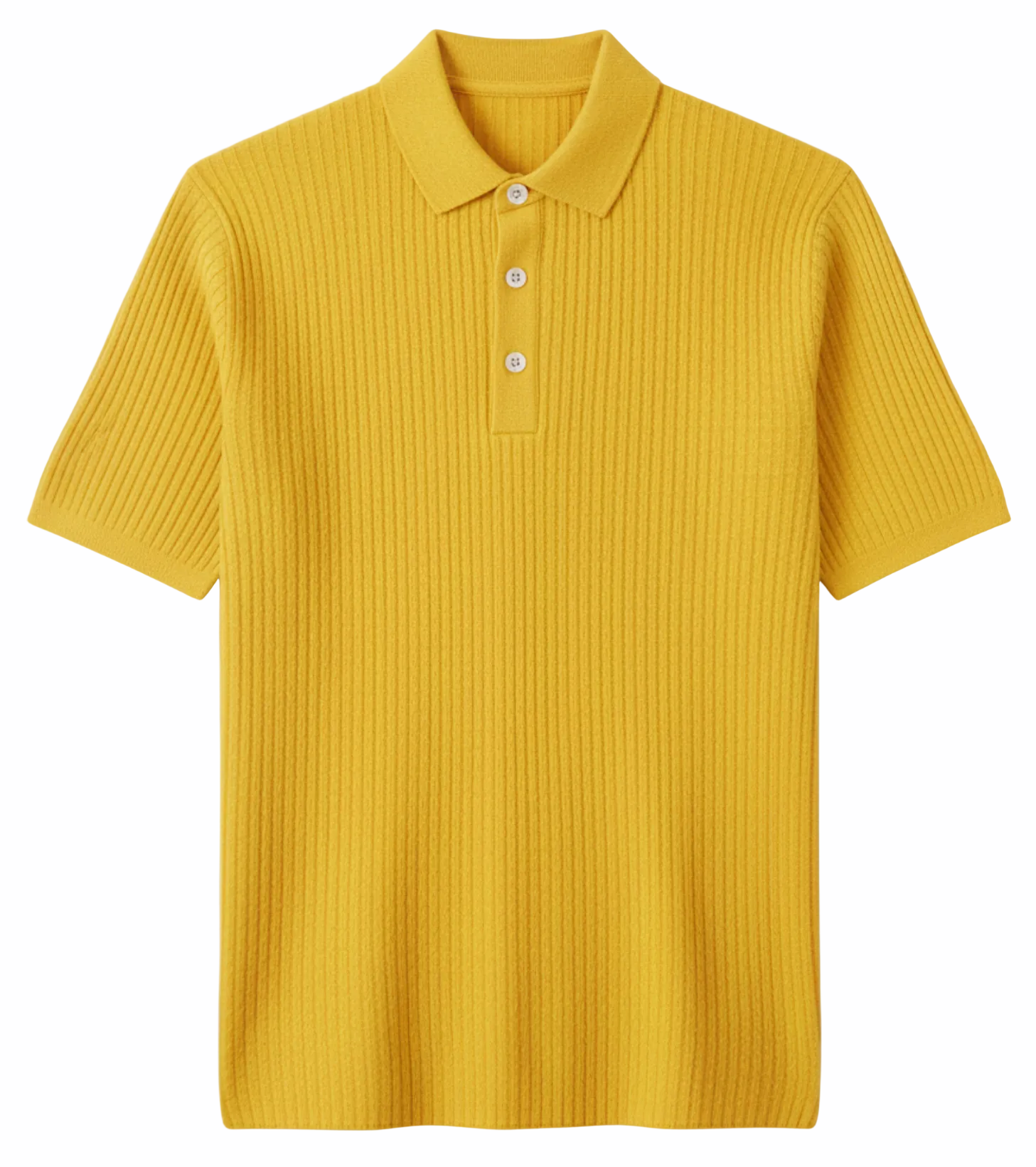Jacquard Cotton Short Sleeve Polo — Yellow