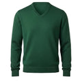 Mens extrafine Merino Wool V Neck Pullover Green