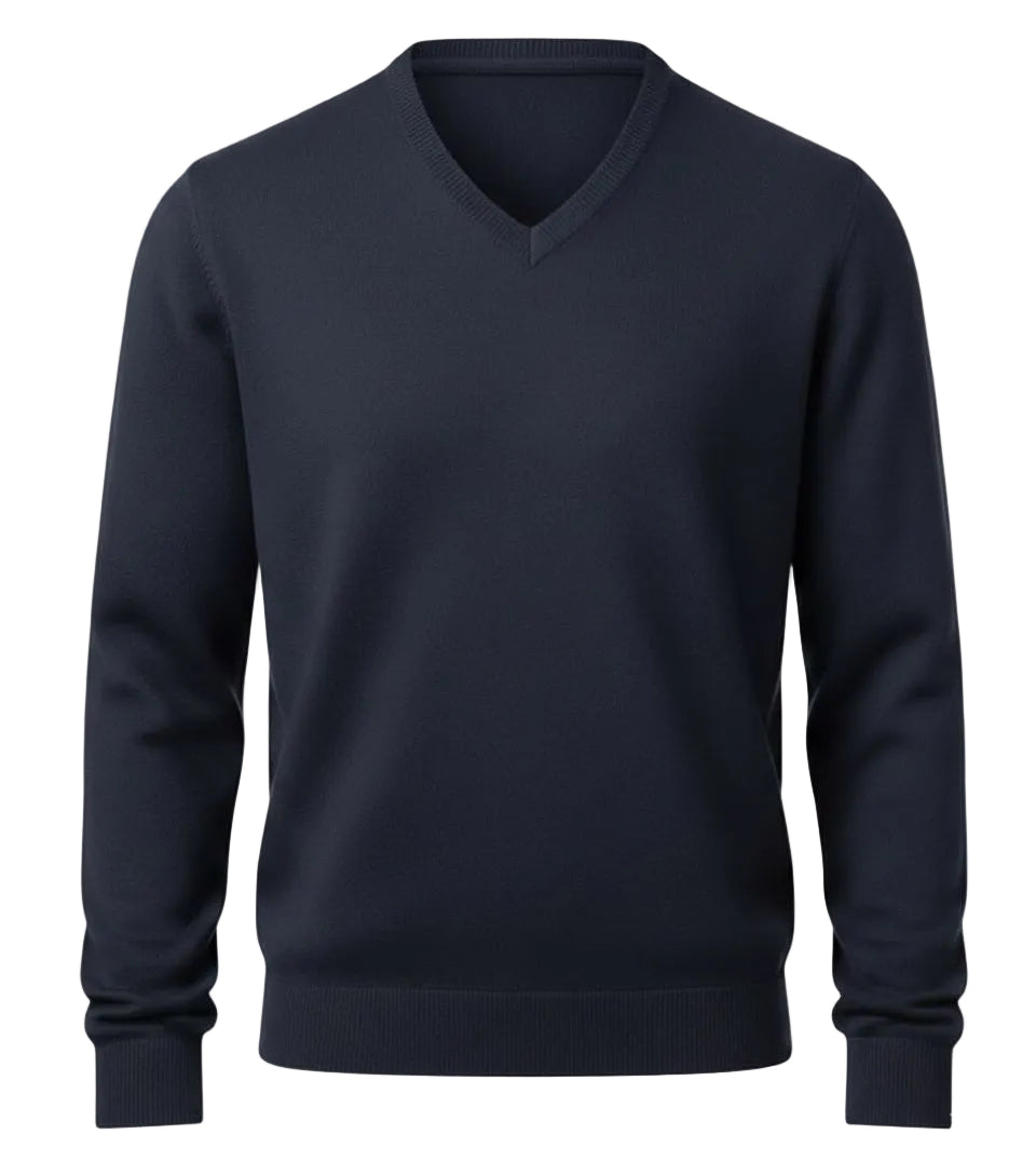 Navy blue RWS Merino Wool on a white background