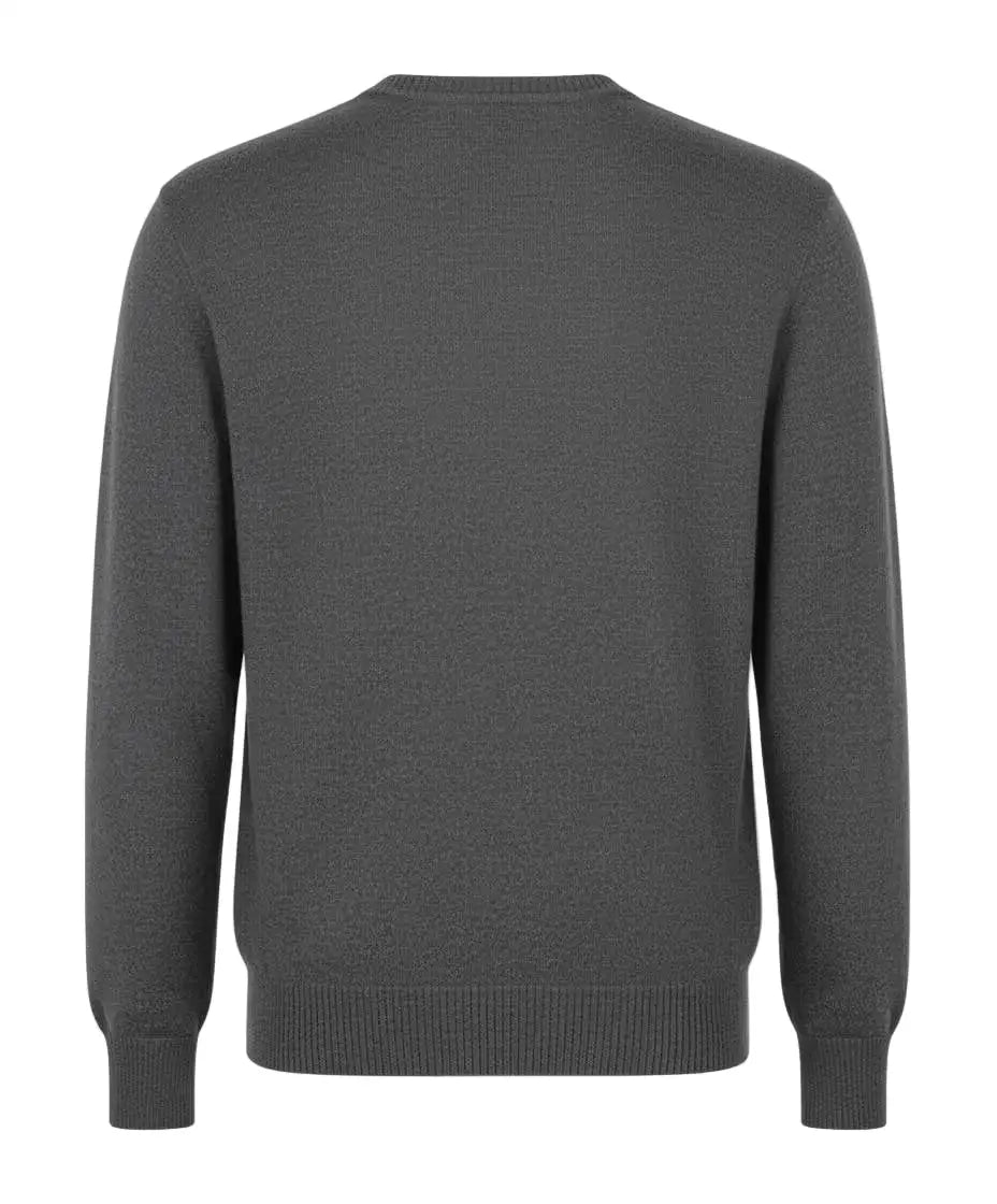 Gray RWS Merino Wool sweater on a white background