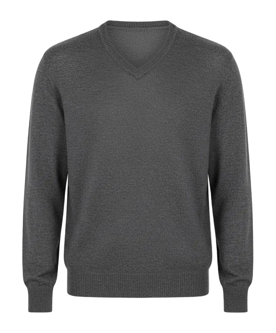 Gray RWS Merino Wool sweater on a white background