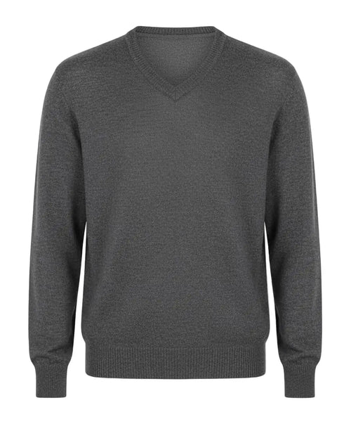 Gray RWS Merino Wool sweater on a white background
