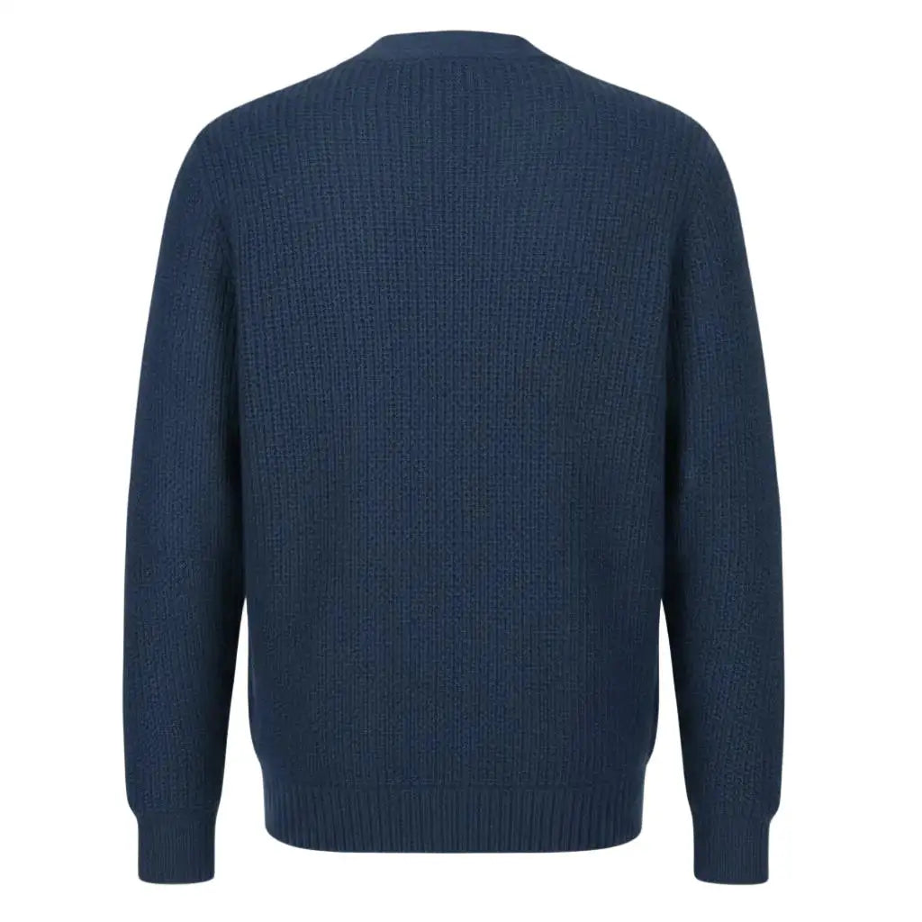 Blue RWS extra fine Merino Wool knitted cardigan on a white background 