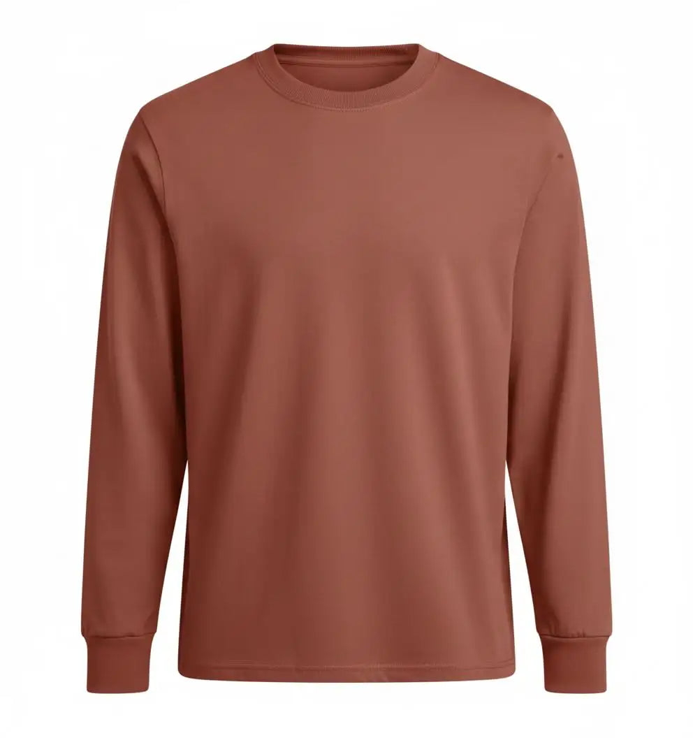 Organic Cotton Red long-sleeve shirt front on a white background