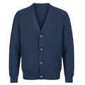 Blue RWS extra fine Merino Wool knitted cardigan on a white background 