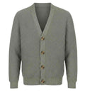 Sage Gray  RWS extra fine Merino Wool knitted cardigan with button details on a white background