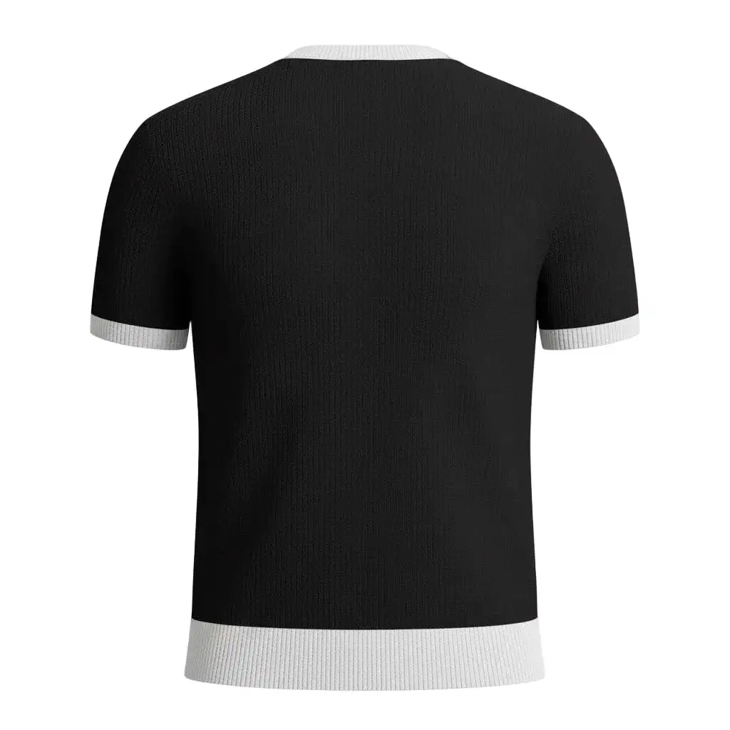 Black BCI Cotton short-sleeve Tee  with white trim on a white background
