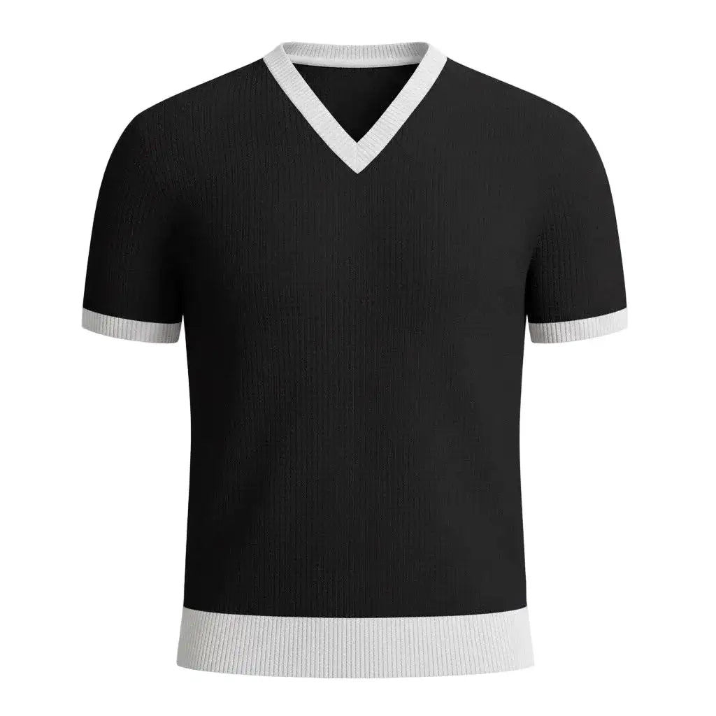 Black BCI Cotton short-sleeve with white trim on a white background