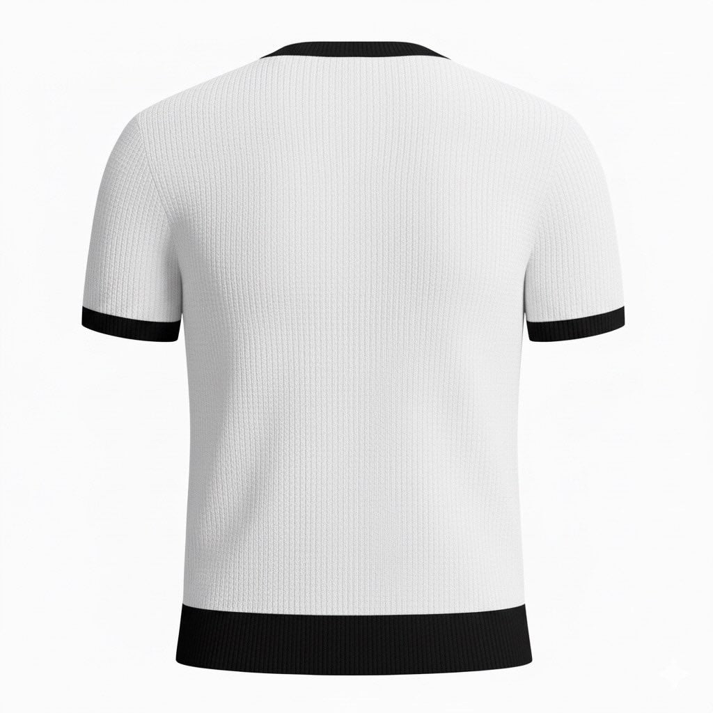 The Jacquard V-Neck Tee - White