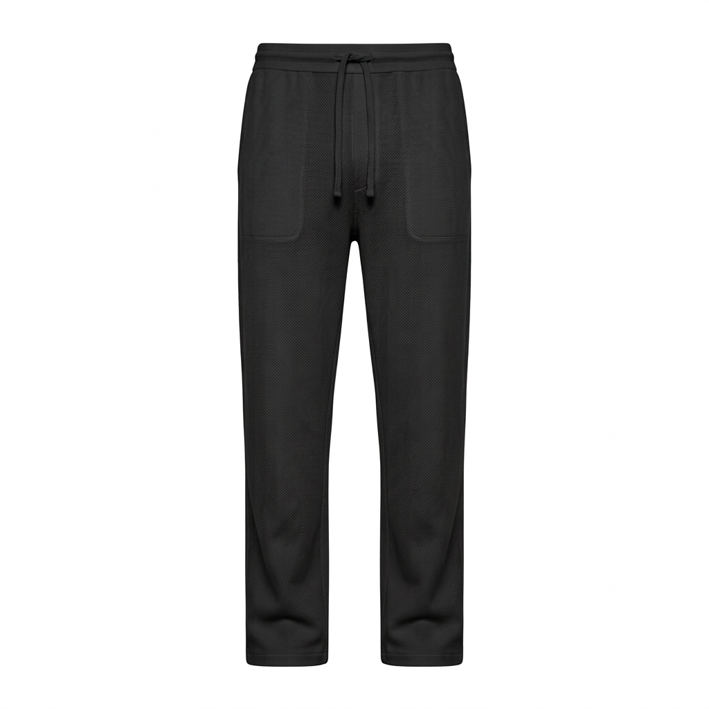 Black Pure Cotton Track Pants front view