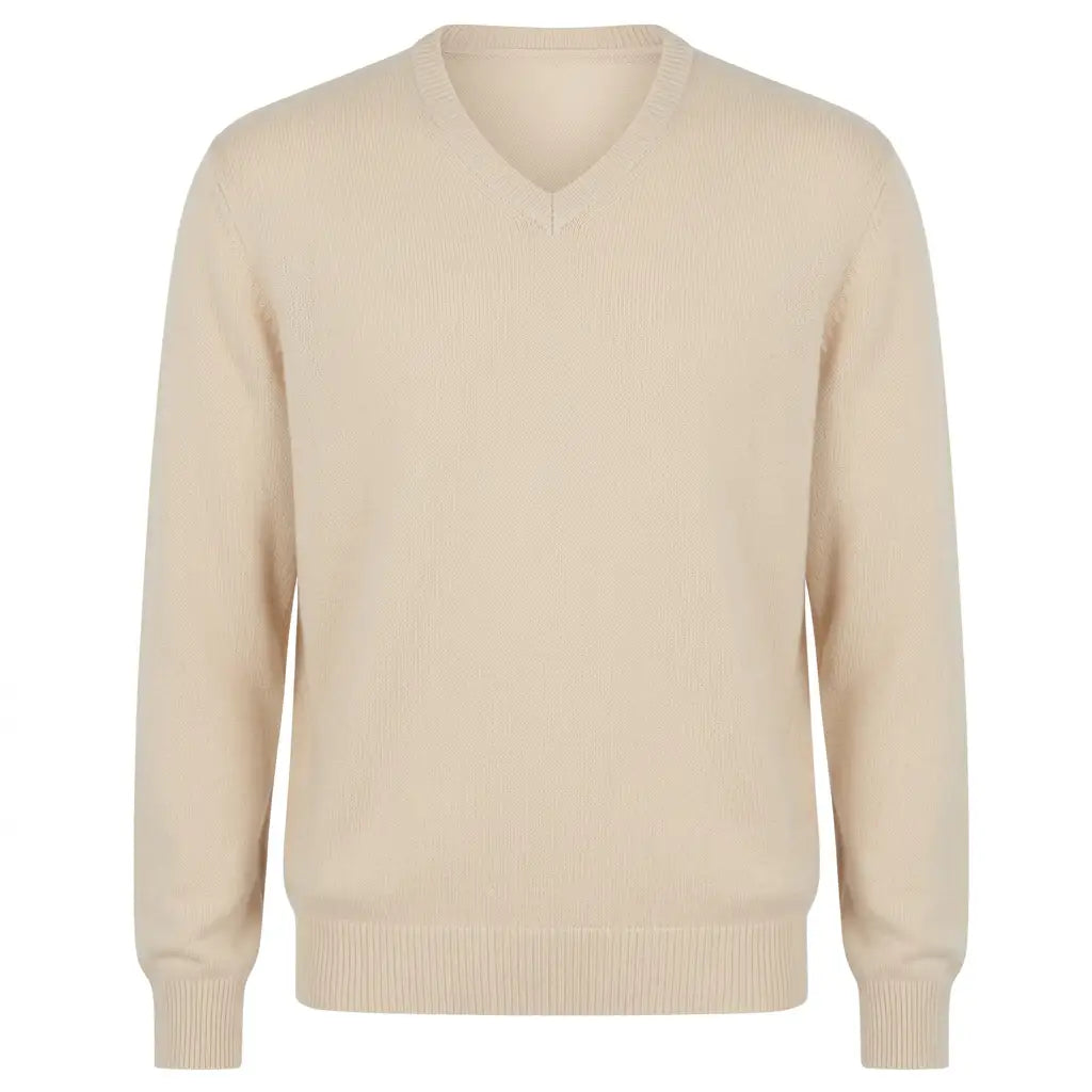 Buttermilk merino V-neck front shot