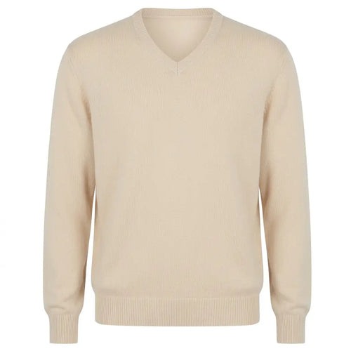 Buttermilk merino V-neck front shot
