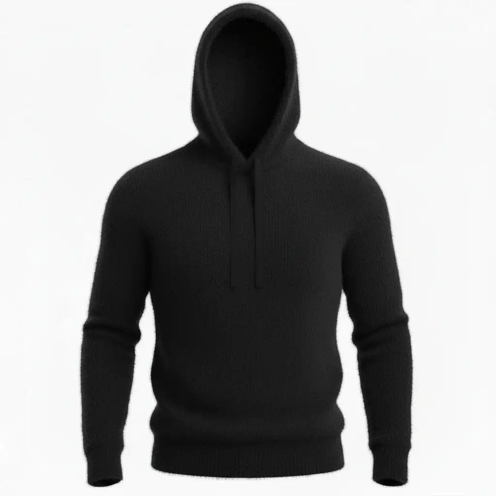 Cashmere Hoodie Black - Front No Hotspot