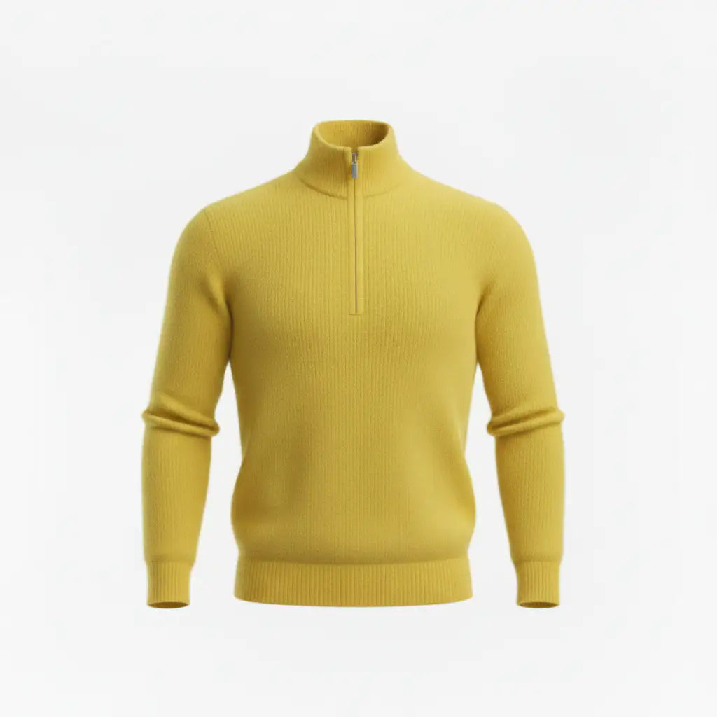 Cashmere Quarter-Zip Pullover — Lemon Yellow Front Hero