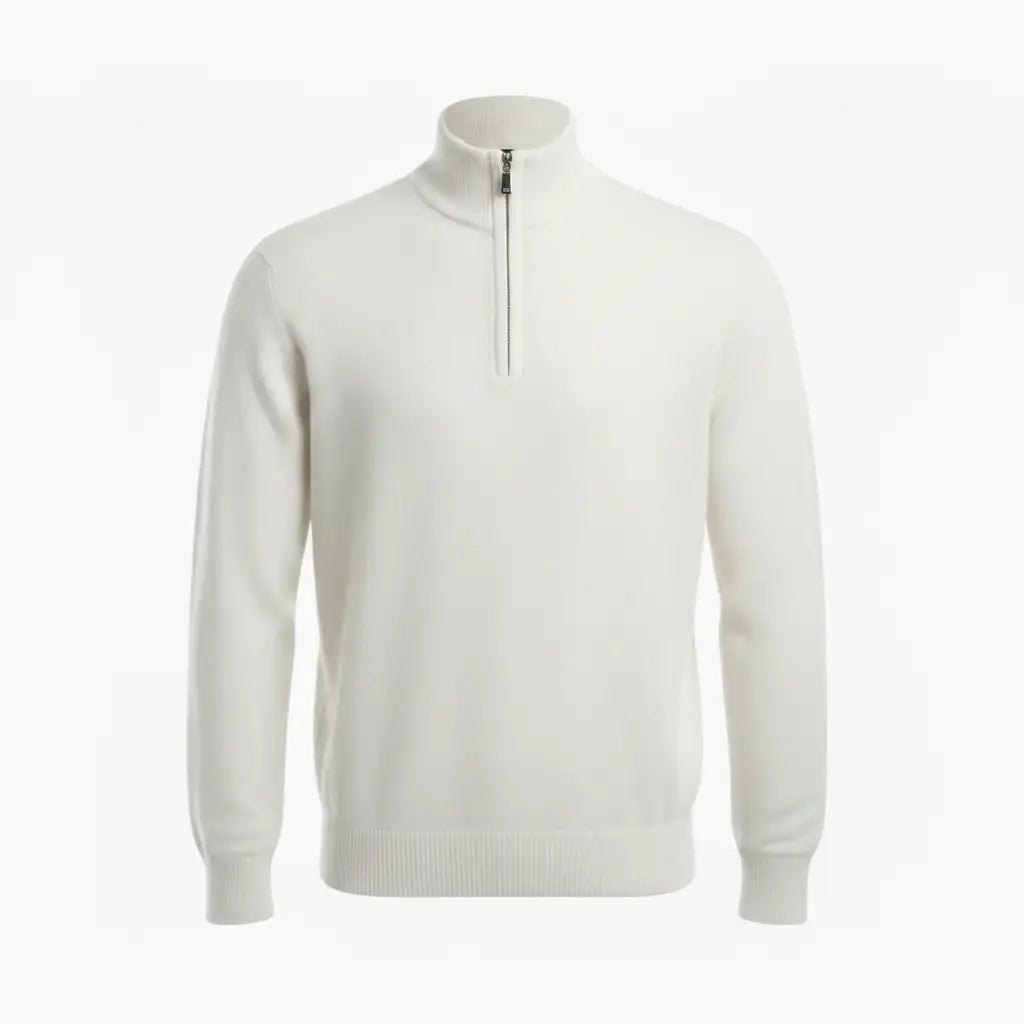 Cashmere Quarter-Zip Pure White - Floating Front