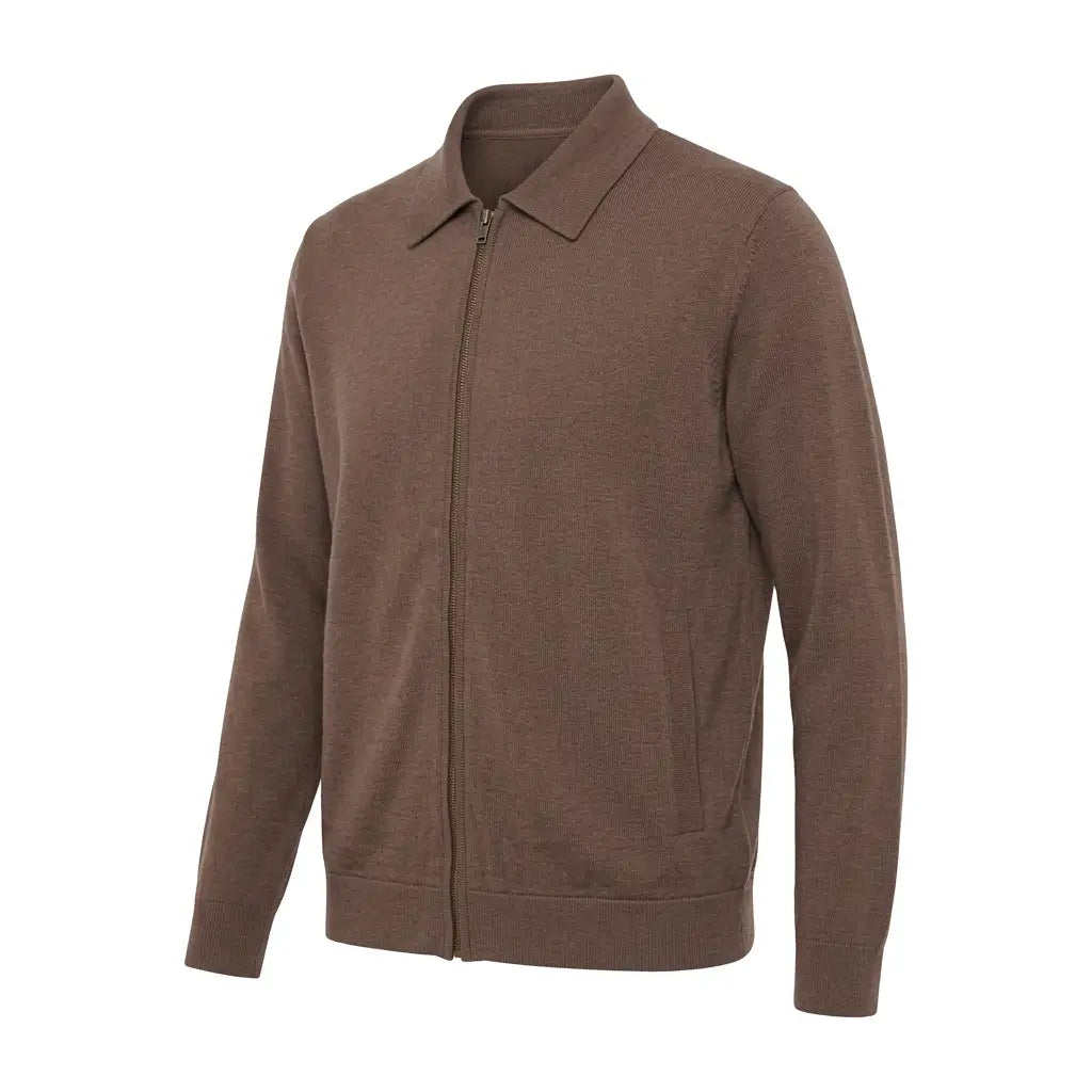 Castagne merino point-collar jacket, three-quarter side view