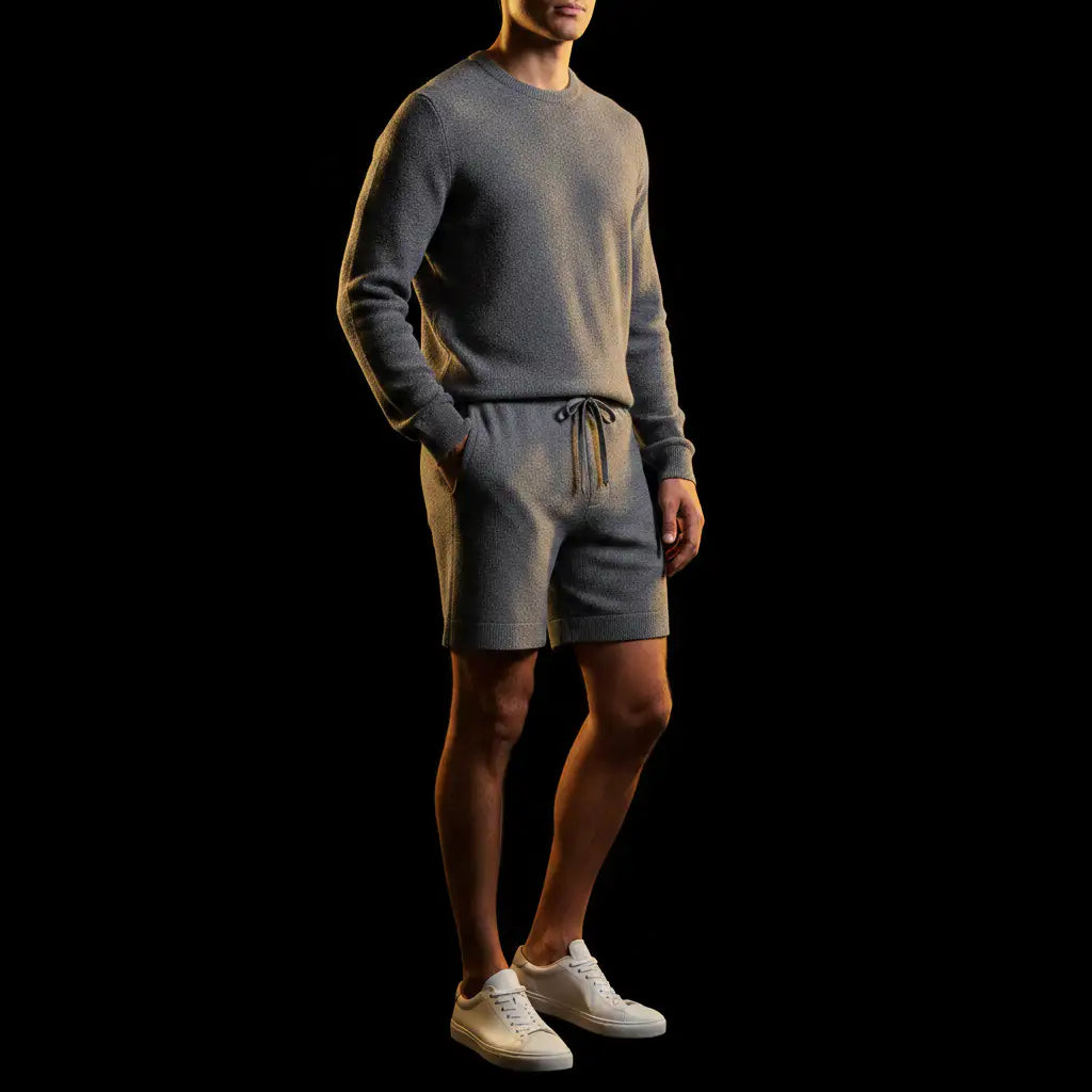 Jacquard Cotton Knit Shorts Gray - Dark Editorial