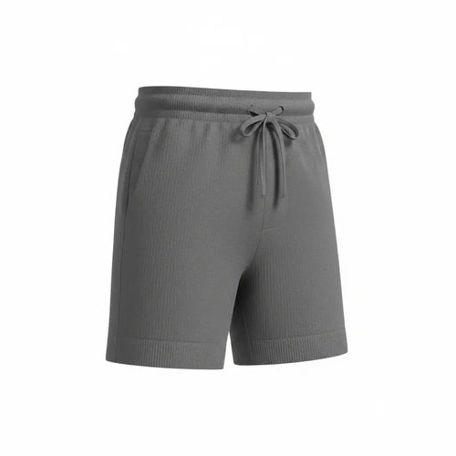 Jacquard Cotton Knit Shorts Gray - Three Quarter Side