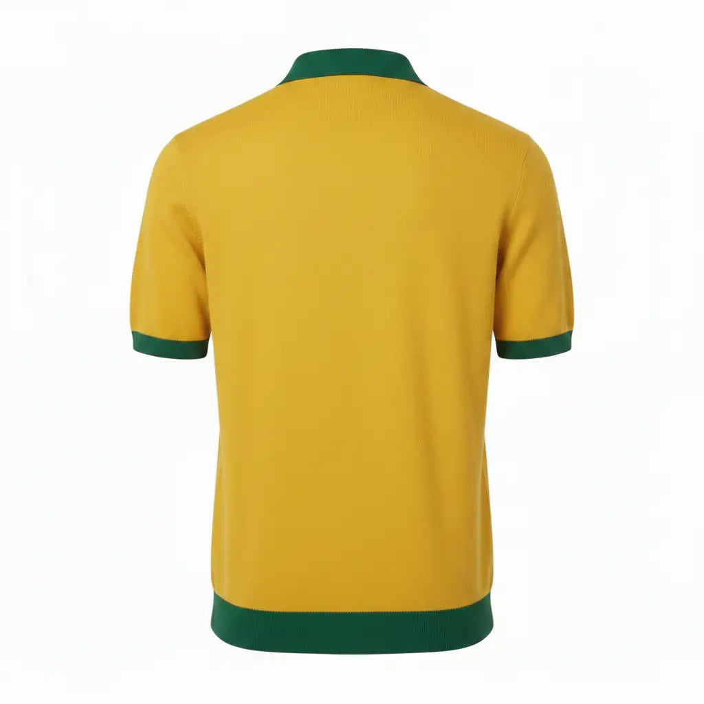 Jacquard Cotton Polo Yellow Green - Back
