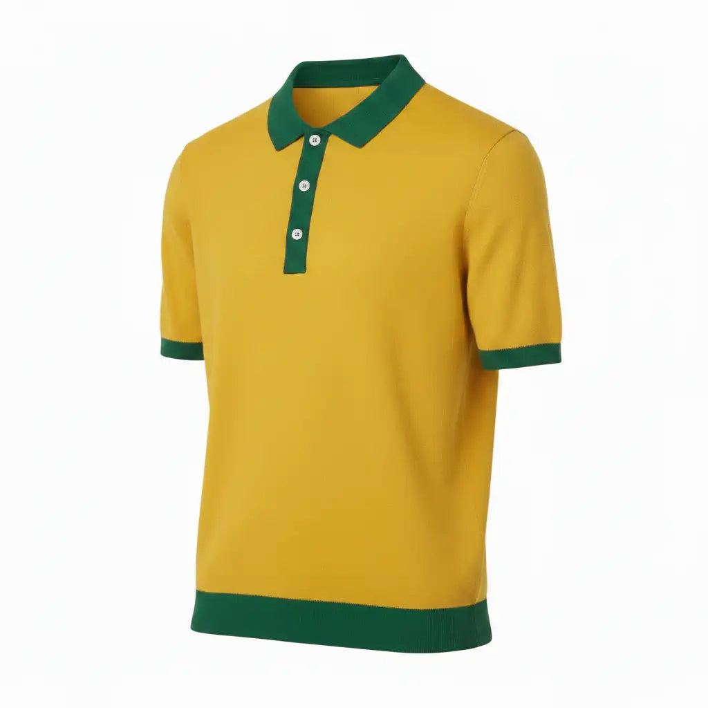 Jacquard Cotton Polo Yellow Green - Side v2